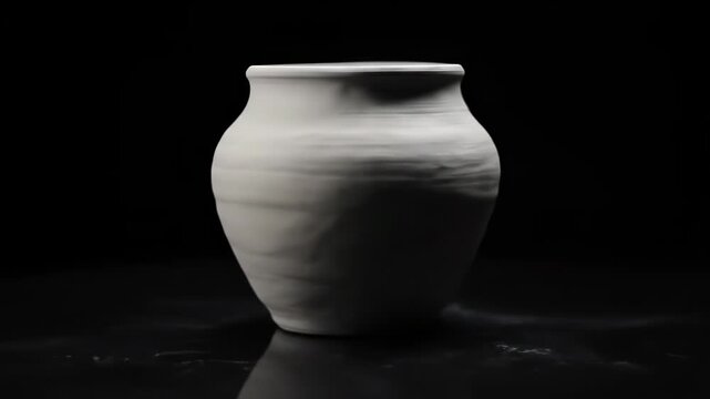 A lump of clay transforms into an elegant vase. This artistic process showcases skill and craftsmanship.