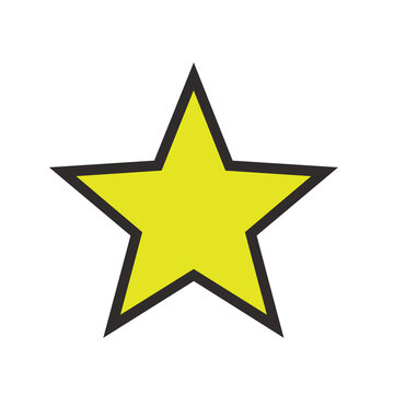 A single yellow star shape with a thick black outline isolated on white.