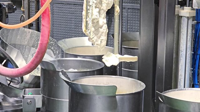 Automated factory line equipment coagulating soy milk for commercial tofu manufacturing