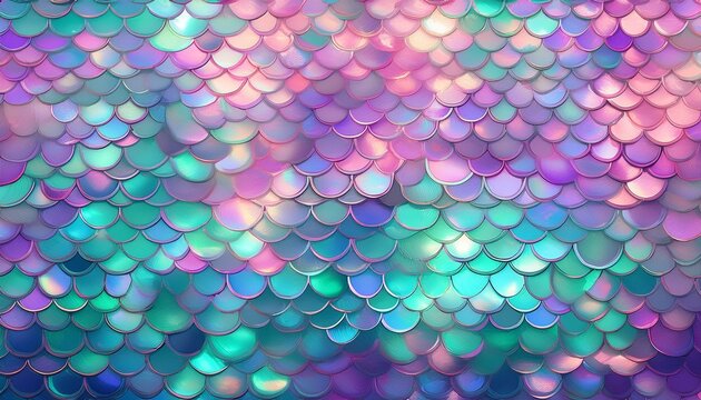 teal purple and pink pastel colorful sparkling mermaid scales seamless pattern