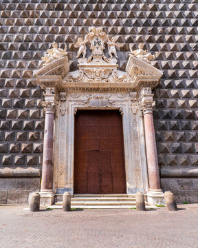 The Chiesa del Gesu Nuovo church view in Naples, Italy