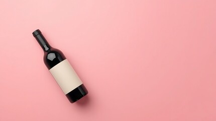 Obraz premium Elegant Wine Bottle on Pink Background - A Stylish Beverage Presentation.