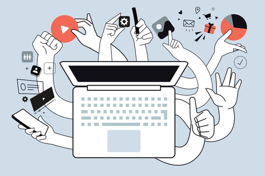 Internet services. Vector illustration for web banner, social media banner, business presentation, marketing material. 