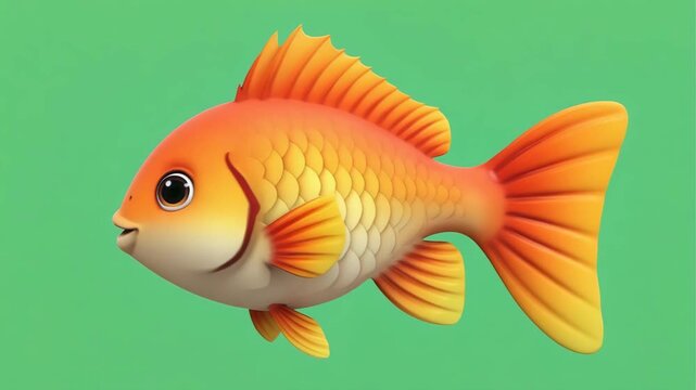 Group of Goldfish Swimming Seamlessly on Green Background, Cinematic Motion
