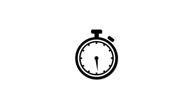 A glowing black beautiful stop watch timer countdown on white background.Abstract stopwatch,watch,clock icon animation.