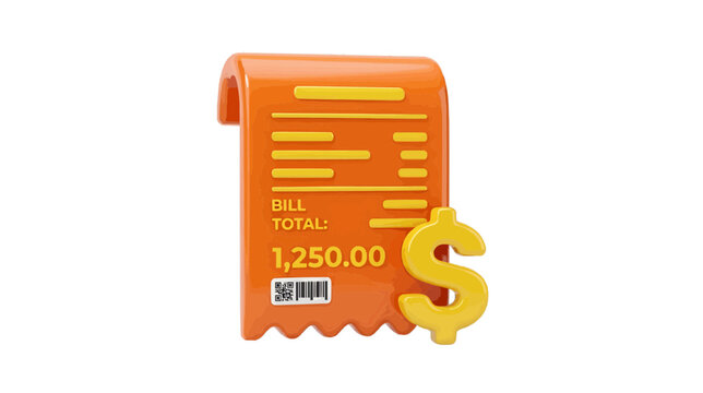 Vector illustration of 3d illustration of a receipt with a dollar sign on a transparent background
