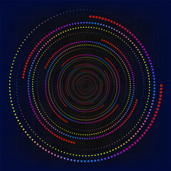 Obraz premium Multicolor Concentric Dot Rings with Dynamic Circular Pattern Vector Design