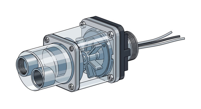 Electric plug with clear casing.