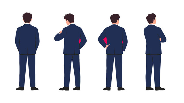 Businessman character set shown from back in different poses