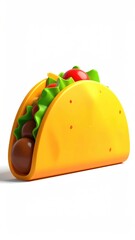 Fototapeta premium A bright, cartoonish taco illustration on a white background
