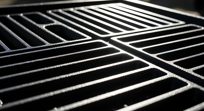 A close-up view of a series of parallel lines forming a geometric pattern on a surface