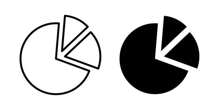 
Pie chart icon in outline and solid style, isolated on white background. Perfect for data analysis, budget breakdown, and business reporting features in mobile and web design