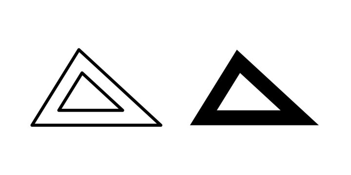 Triangle icon in outline and solid style, isolated on white background. Perfect for geometry, mathematics, and design shape features in mobile and web design.