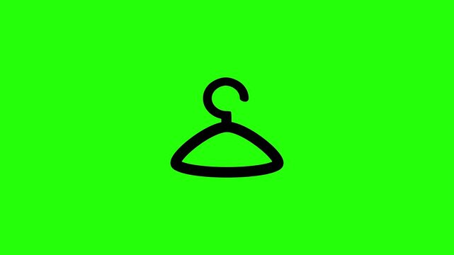 High quality 4K horizontal motion graphic of a sleek clothes hanger shape bouncing on screen. Dynamic popup asset perfect for retail wardrobe closet management and fashion design layouts.