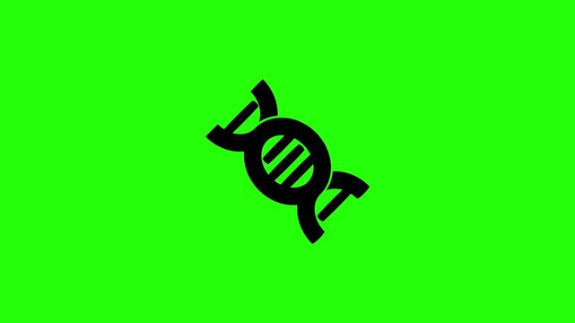 Professional 4K horizontal footage featuring a genetic DNA double helix strand symbol bouncing into view. Perfect popup asset displaying medical bio technology laboratory research science topics.