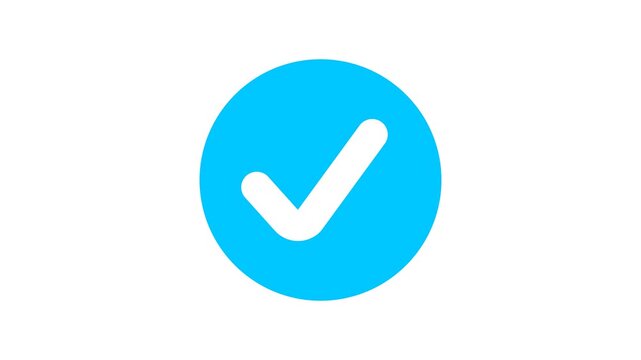 Right check mark icon transparent background with alpha channel. tick mark, confirm icon animation. check mark sign, verify complete sign, approved,  success , approved, yes icon signs. 4k 