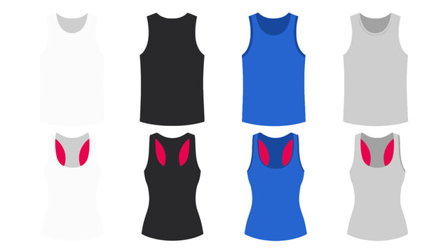 Set of men's and women's tank tops in multiple colors