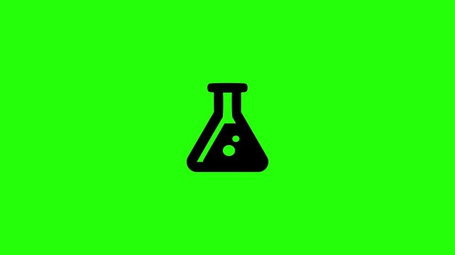 4K horizontal resolution video of a laboratory chemistry Erlenmeyer flask glassware containing research fluid bouncing. Playful popup transition element perfect for scientific skin serum development p