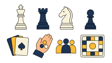 Board game and playing icons set in flat vector style © Alan