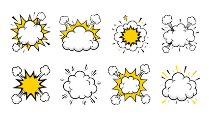Set of comic speech cloud bursts and explosion bubbles © Alan