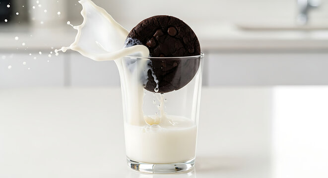 A close-up view of a spoon stirring a mixture of milk and black liquid in a glass.