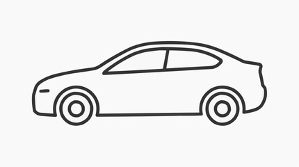 Fototapeta premium Car outline: A clean, minimalist outline of a modern sedan car, showcasing its sleek silhouette and aerodynamic design in a simple, graphic style.