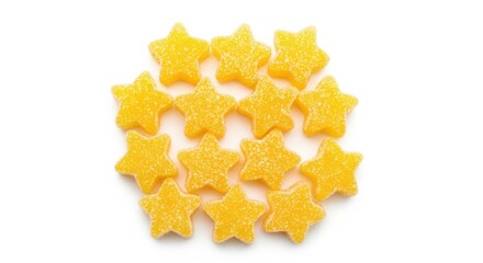 Obraz premium Yellow star-shaped cereal pieces isolated on plain background
