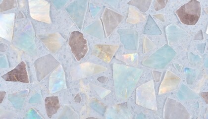 Fototapeta premium Abstract Polished Terrazzo Texture Background with Shimmering Iridescent Blue Stone Shards