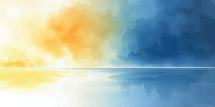 Abstract watercolor sky and ocean horizon landscape with watercolor landscape abstract painting reflection artistic minimalist peaceful background gradient creative backdrop tranquil