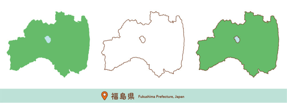福島県の地図イラストセット｜都道府県・地理素材・ベクター素材