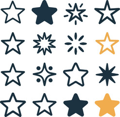 Obraz premium Create Stars set icons logo, social media stories icon, different sparkle star shapes icon collection, rating star signs collection stock vector
