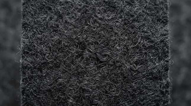Macro Closeup of Dark Black Fibrous Texture with Intertwined Synthetic Strands HighResolution Industrial Felt Background for Design Projects