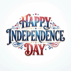 Fototapeta premium Happy Independence Day 4th July Festive Text Design with US Flag Colors