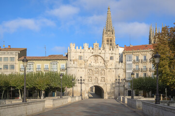 Fototapeta premium Historic Arch Of Santa Maria In Burgos, Spain, Medieval Architecture And European Travel Destination