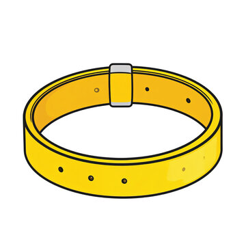 Yellow leather dog collar strap.