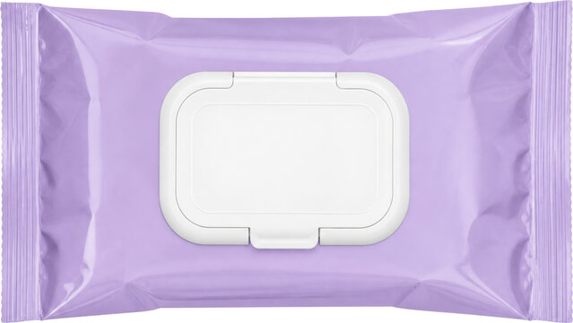 Makeup remover wipes in purple packaging isolated on transparent background