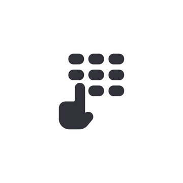 Hand gesture icon with pattern dots representing mobile unlock systems and authentication technology.