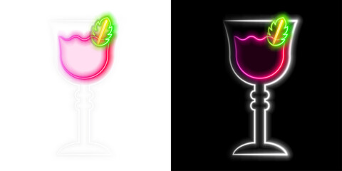 Premium Cocktail Glass Icon with Mint Leaf Decoration Accent © AnaPaula