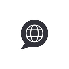 Fototapeta premium Speech bubble with globe symbol representing international messaging, digital communication, and social interaction.