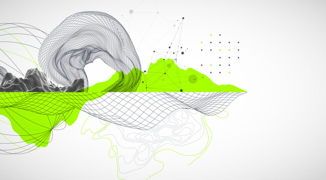 Abstract art wireframe background. Modern science or technology art elements. Surface illustration. Vector.