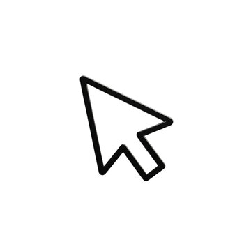 Simple black cursor arrow icon for user interface design isolated on transparent background