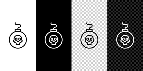 Set line Bomb ready to explode icon isolated on black and white, transparent background. Vector © vector_v