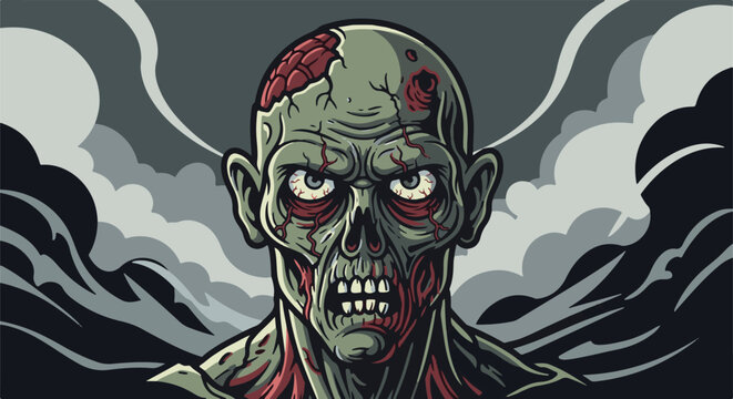 Gruesome pixel art depiction of a decomposing undead creature in a smoky, dark atmosphere