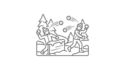 Fototapeta premium Children having a snowball fight in winter.