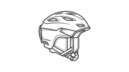 Fototapeta premium Minimalist line art illustration of a ski helmet.