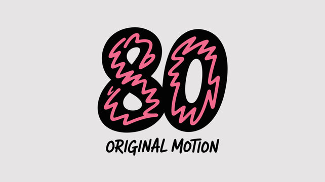 number eighty with pink squiggles vector graphic design illustration digit figure numeric symbol artwork modern stylish abstract creative logo icon typography