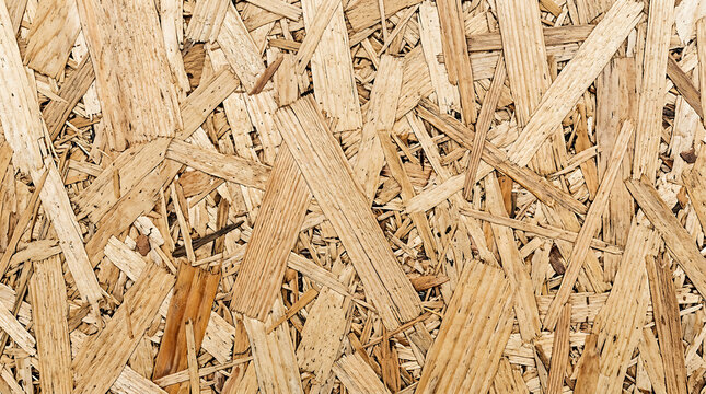 Detailed Texture of Oriented Strand Board OSB Panel with Compressed Wood Chips for Construction Carpentry and Industrial Architectural Background
