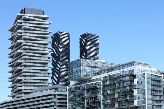 Cluster of modern apartment buildings on the Toronto waterfront