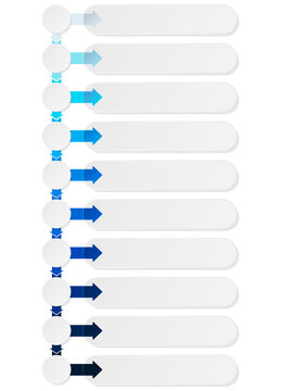Infographic template with 9 steps, process chart with circles and arrows isolated on transparent background
