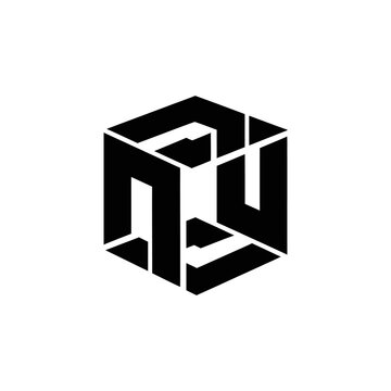 Black 3D Cube Optical Illusion Graphic.